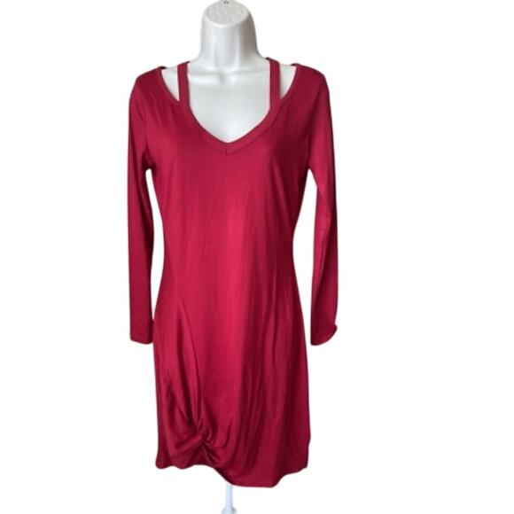 Berryou Red V Neck Midi Dress NWOT Size Medium - Picture 1 of 8